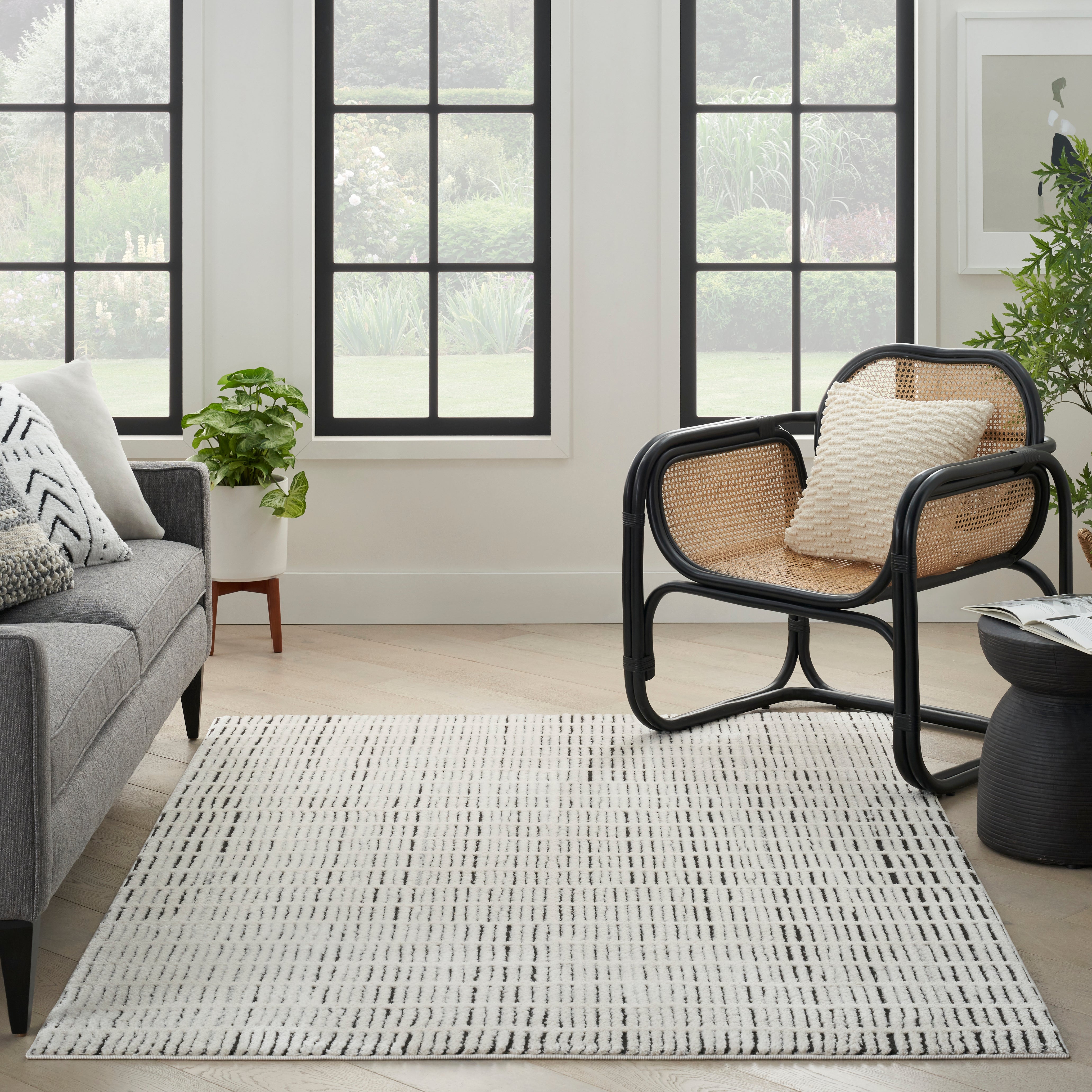 Nourison Modern Comfort MNC03 Ivory/Black Large Rectangle Rug